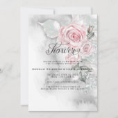 Elegante Rosen und graue Wasserfarbe Einladung (Vorderseite)