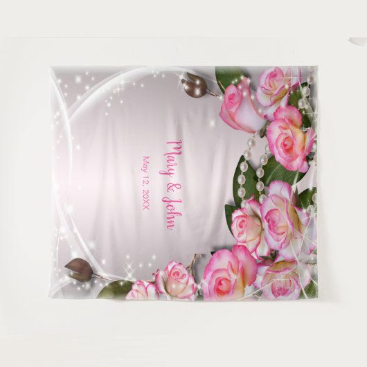 Elegante Rosen und Perlen bei Hochzeiten Wandteppich (Vorderseite (Horizontal))