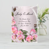 Elegante Rosen und Perlen Hochzeitskarte Menükarte (Stehend Vorderseite)