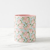 Elegante Rosen und Polka Dots Zweifarbige Tasse (Mittel)