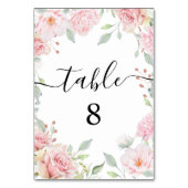 Elegante Rosenblüte Romantische Kalligraphie Hochz Tischnummer (Rückseite)