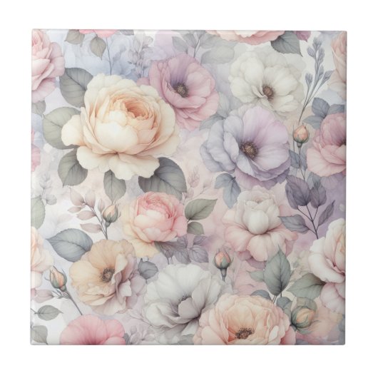Elegante Rosenblüten Fliese (Vorderseite)