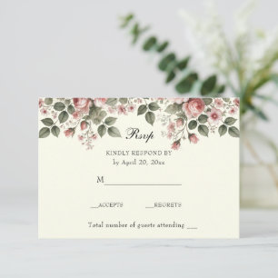 Elegante Rosenblüten RSVP Karte