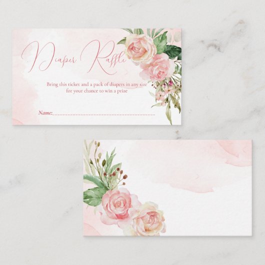 Elegante Rosendusche Babydusche Windelpreispreisze Begleitkarte (Vorne/Hinten)