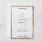 Elegante Rosengold-Monogramm-Initialen Hochzeit Einladung (Vorderseite)