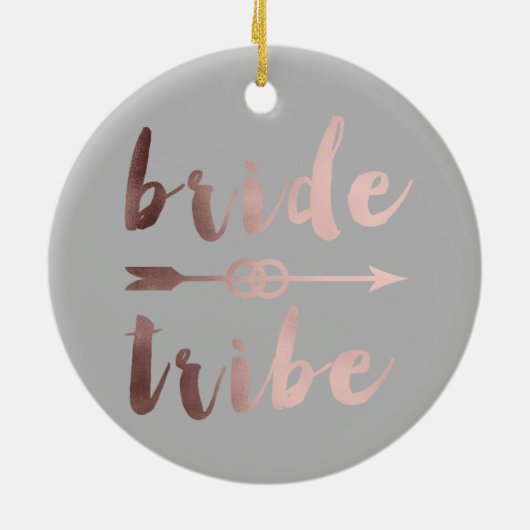 elegante Rosengoldbrautstammpfeil-Hochzeitsringe Keramik Ornament (Hinten)