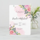 Elegante Rosenhochzeit Einladung (Stehend Vorderseite)