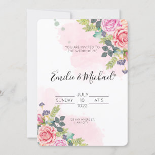 Elegante Rosenhochzeit Einladung