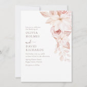 Elegante Rosenhochzeit in Weiß und Rosa Einladung (Vorderseite)