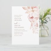 Elegante Rosenhochzeit in Weiß und Rosa Einladung (Stehend Vorderseite)