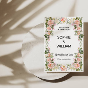🌸 elegante Rosenhochzeit: Zeitlose Romantik Einladung