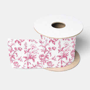 Elegante Rosenholz-Grandmillennial-Toile-Floral Satinband