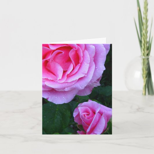 Elegante Rosennotizkarte Dankeskarte (Vorderseite)