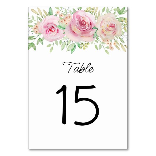 Elegante Rosenrosen-Tischnummer Tischnummer (Vorderseite)