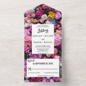 Elegante Rosenstrahlen Blume Sommerblumenhochzeit All In One Einladung (Innen Boden)