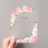 Elegante Rosenstraße Arch 50. Geburtstagsparty Acryleinladungen (Insitu (Handheld))