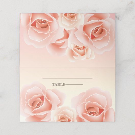 Elegante Rosentische Platzkarten (Außenseite Aufgefaltet)