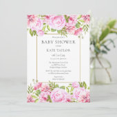 Elegante Roses Blumenspülung Einladung (Stehend Vorderseite)