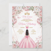 Elegante Roses Gold Crown Butterfly Mis Quince Einladung (Vorderseite)