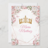 Elegante Roses Gold Crown Butterfly Mis Quince Einladung (Rückseite)
