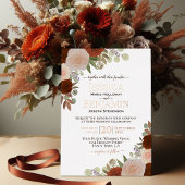 Elegante Rost Orange Blumen mit Rose Gold Wedding Folieneinladung