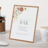 Elegante Rost Orange Blumendusche Bouquet Bar Sockelschild (In SItu)