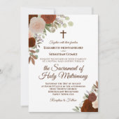 Elegante Rost Orange Rose Moderne katholische Hoch Einladung (Vorderseite)