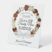 Elegante Rost Orange Rose Open Seating Wedding Sockelschild (Vorderseite)