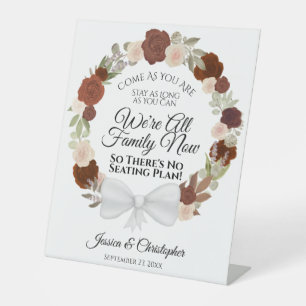 Elegante Rost Orange Rose Open Seating Wedding Sockelschild