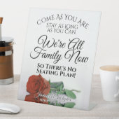Elegante Rost Orange Rose Open Seating Wedding Sockelschild (In Situ)