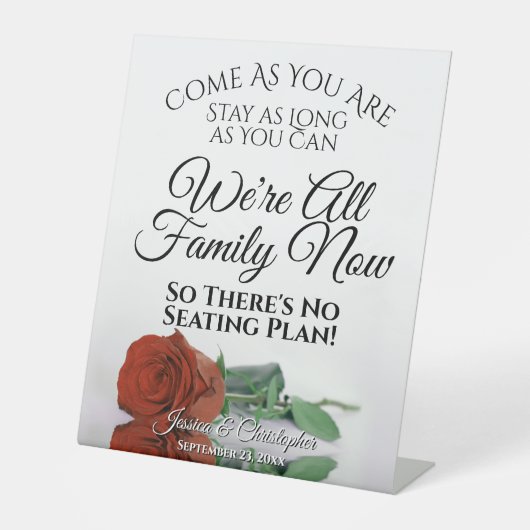 Elegante Rost Orange Rose Open Seating Wedding Sockelschild (Vorderseite)