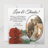 Elegante Rost Orange Rose Oval Foto Hochzeit Dankeskarte (Vorderseite)