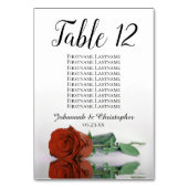 Elegante Rost Orange Rose Seating Chart Hochzeit Tischnummer (Rückseite)