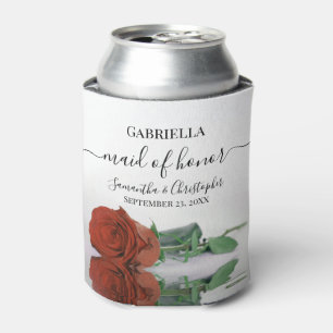Elegante Rost Orange Rose Trauzeugin Hochzeit Dosenkühler