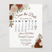 Elegante Rost-Rose Hochzeit Speichern Sie den Datu Ankündigungspostkarte (Vorderseite)