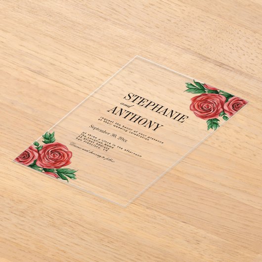 Elegante Rost- und Sage-Rose Hochzeit Acryleinladungen (Ablage )