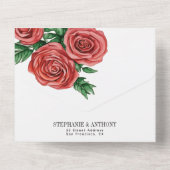 Elegante Rost- und Sage-Rose Hochzeit All In One Einladung (Rückseite)