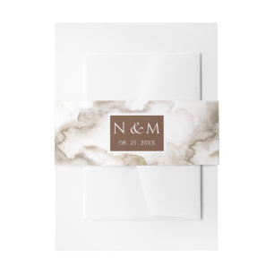 Elegante Rost Wasserfarbe Mit Monogramm Hochzeit Einladungsbanderole