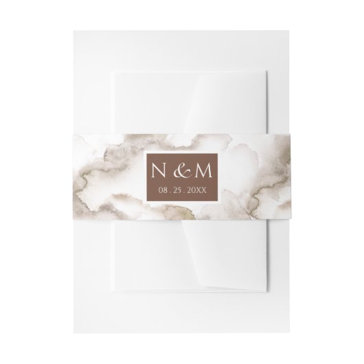 Elegante Rost Wasserfarbe Mit Monogramm Hochzeit Einladungsbanderole (Vorderseite Beispiel)