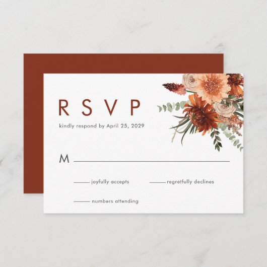 Elegante Rostfarben-Blumenhochzeit RSVP (Vorne/Hinten)