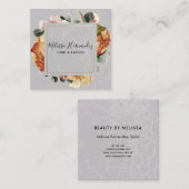 Elegante Rostflora auf Gray Hair Stylist Quadratische Visitenkarte (Vorne/Hinten)