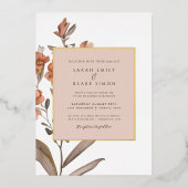 Elegante Rostflora Goldene Foil Einladung (Vorderseite)