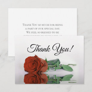 Elegante rostorange spiegelnde Rose einfache Hochz Dankeskarte