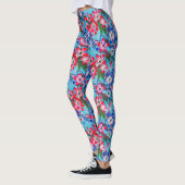 Elegante Rot-Blau-Weiß-Blume Leggings (Links)
