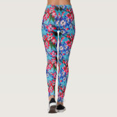 Elegante Rot-Blau-Weiß-Blume Leggings (Rückseite)