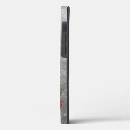 Elegante Rot-Blush-Rose mit Monogramm auf Grau Case-Mate iPhone Hülle (Rückseite / Links)