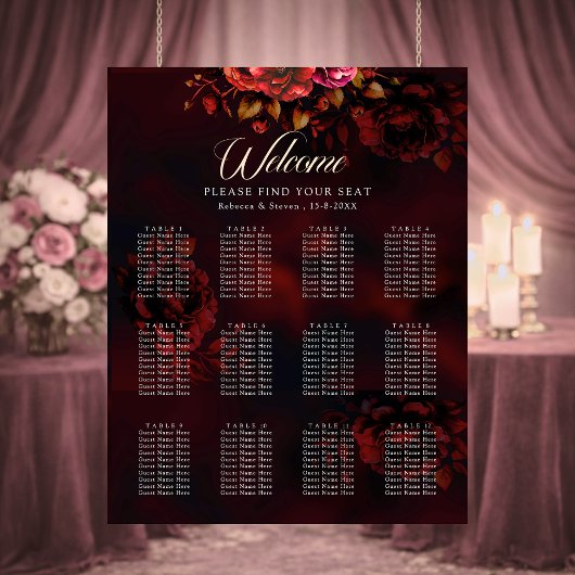 Elegante Rot Blütenblüte Hochromantische Gotik Poster