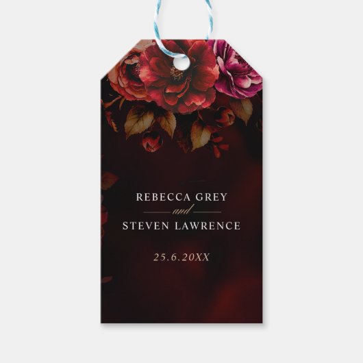 Elegante Rot Blütenblüte Hochzeitsromantik Geschenkanhänger (Vorderseite)