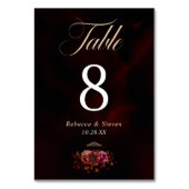 Elegante Rot Blütenblüte Hochzeitsromantik Tischnummer (Rückseite)