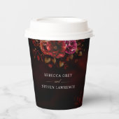 Elegante Rot-Blütenhochzeit Pappbecher (Vorderseite)